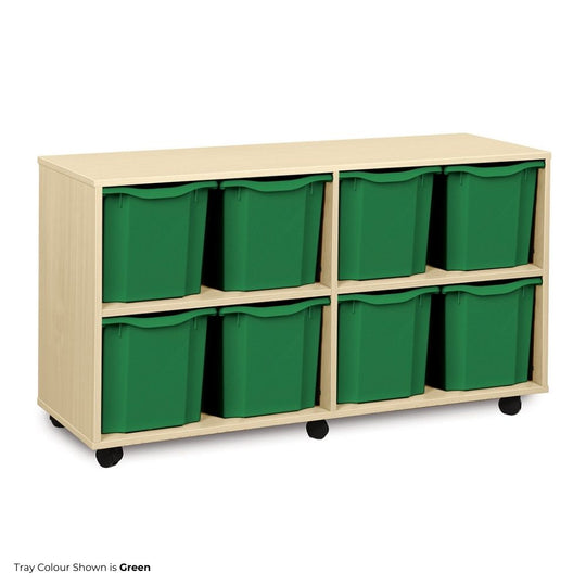Mobile Maple Storage Unit with 8 Quad Trays