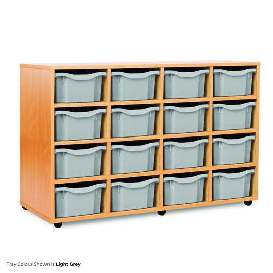 Mobile Beech Storage Unit with 16 Double Trays