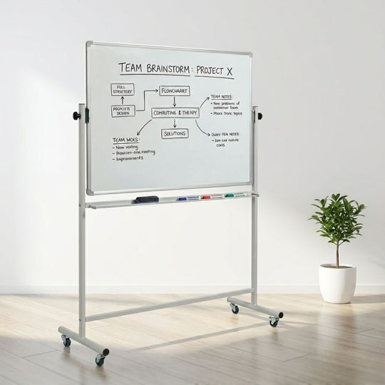 Magnetic Mobile Whiteboard - Landscape 1200 x 900mm - Swivel & Lock