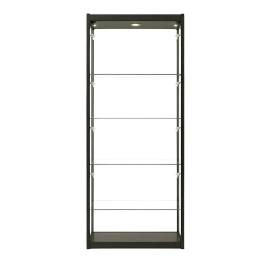 Black Aluminium Fire Rated Glass Display Cabinet - 600mm Wide | 10 LED Lights