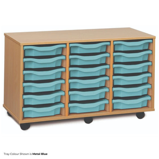 Mobile Beech Storage Unit with 18 Shallow Trays