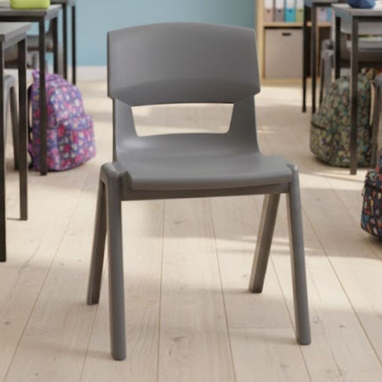 Grey Postura+ Ergonomic One Piece Classroom Chair -  8-11 Years