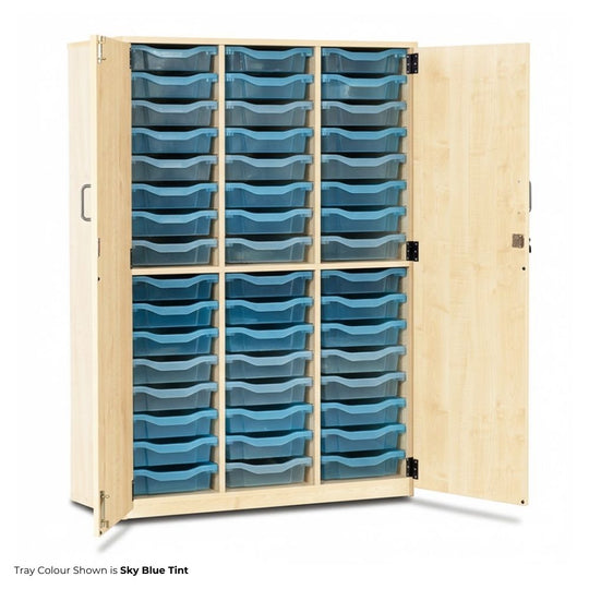 1468mm Tall Lockable Beech Storage Cupboard  with 48 Single Trays