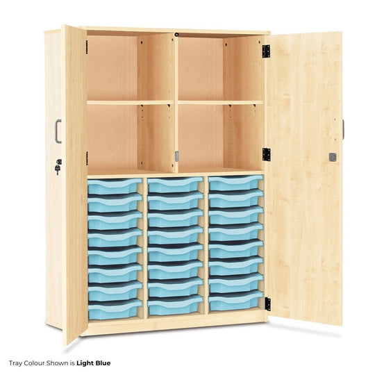 1468mm Maple Storage Cupboard - Tray & Shelf Combination (24 Trays)