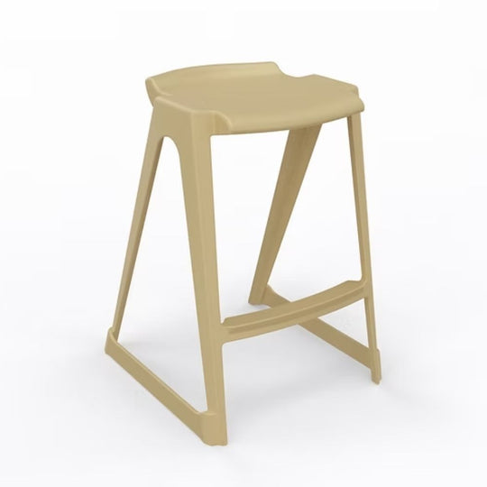 Oatmeal Beige One-Piece Polypropylene Anti-Tilt Low Back Stool - 685mm