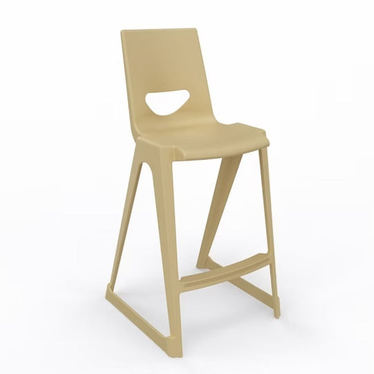Oatmeal Beige One-Piece Polypropylene Anti-Tilt High Back Stools - 685mm Seat Height