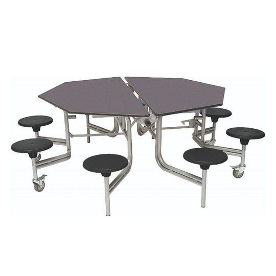 8 Stool Octagonal Mobile Folding Canteen Table - 11+ Years
