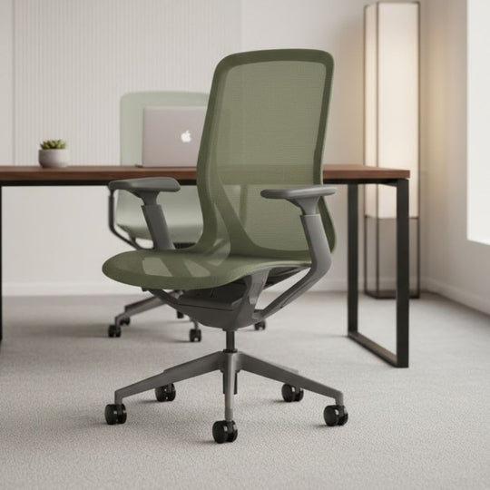 Green High-Back Ergonomic Mesh Office Chair with Adjustable Arms