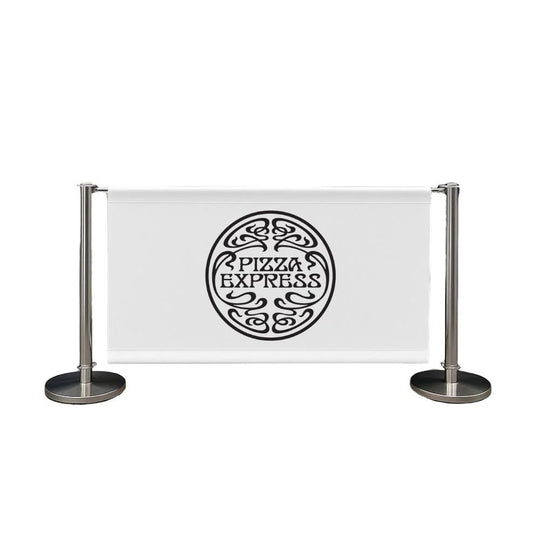 Chrome Steel Café Barrier Kit - 1.5m Wide - Double Sided Custom Print