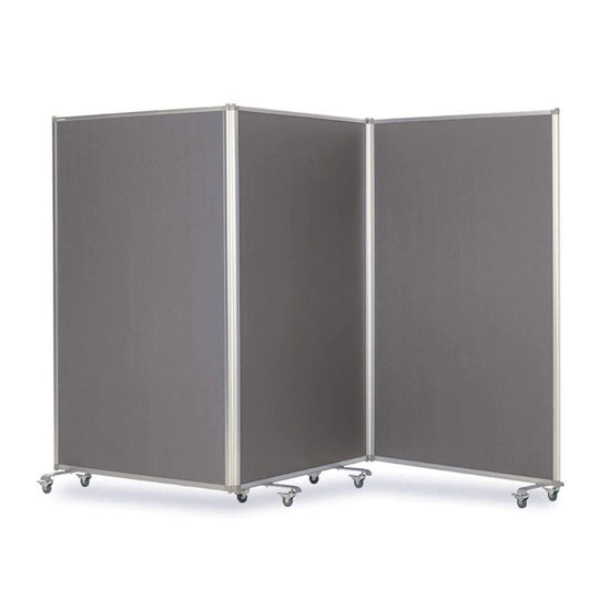 Mobile Office Partition - Triple Panel Grey Felt 3600 x 1900mm