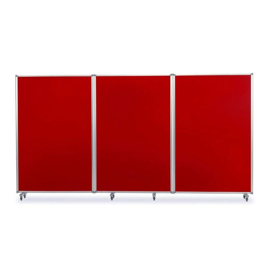 Mobile Safety Partition - Triple Panel Red Felt 3600 x 1900mm