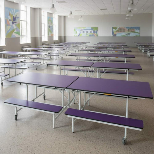 Purple Rectangular Foldable Mobile Canteen Bench - 11+ Years