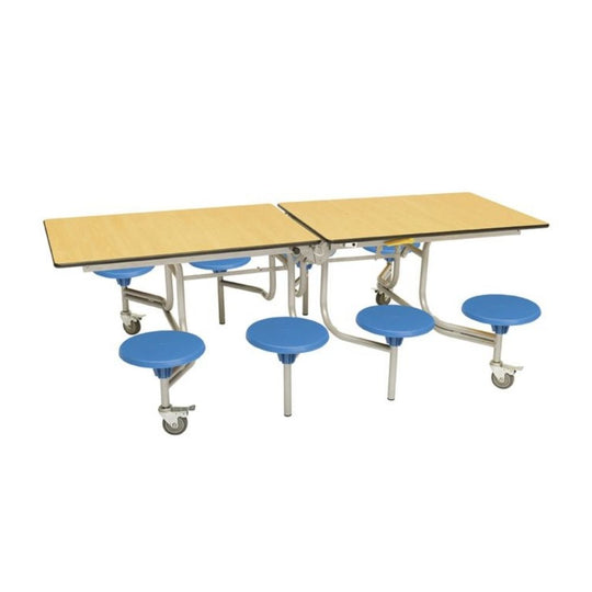 8 Stool Rectangular Mobile Folding Canteen Table - 11+ Years