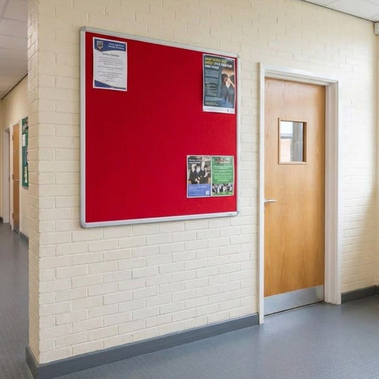 Red Felt Noticeboard with Aluminium Frame - 1200mm x 1200mm | Square Format