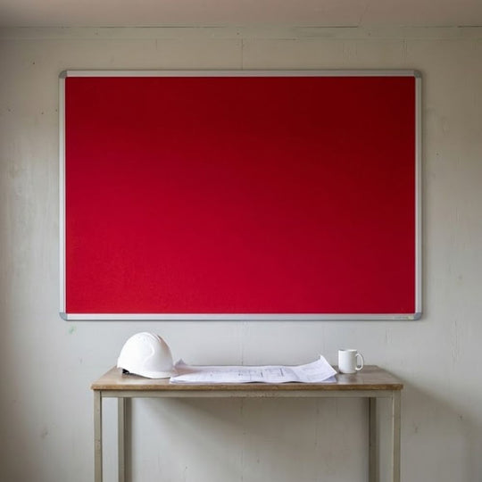 Red Felt Noticeboard with Aluminium Frame - 1800mm x 1200mm | High Visibility