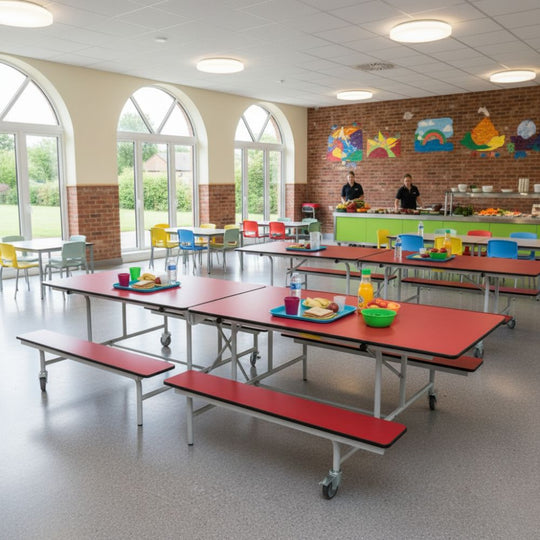 Red Rectangular Foldable Mobile Canteen Bench - 5-11 Years