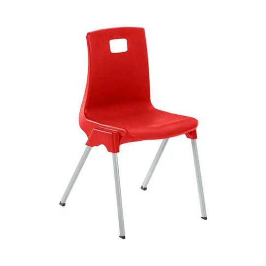 Red Ergonomic Reinforced Plastic Chair on Grey Metal Legs - 8-11 Years