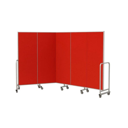 Acoustic Mobile Partition - 5 Panel Red Sound Absorbing 3000 x 1940mm