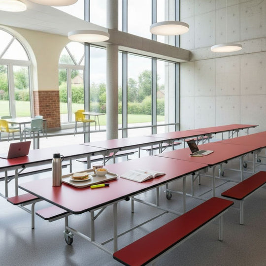 Red Rectangular Foldable Mobile Canteen Bench - 11+ Years