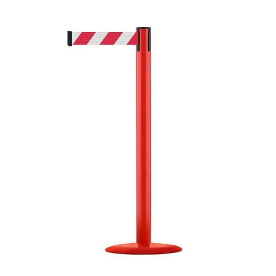 Tensabarrier Advance Red Barrier Post 3.65m Red/White Belt (BQT934) | Hazard Warning
