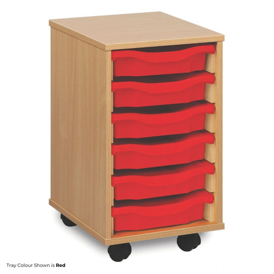 Mobile Beech Storage Unit with 6 Shallow Trays
