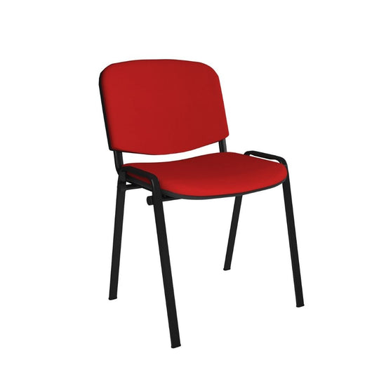 Black Frame Stacking Conference Chair with Red Fabric Seat