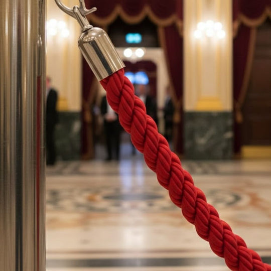 1.8m Weatherproof Barrier Rope - Red Twisted with Chrome Clips
