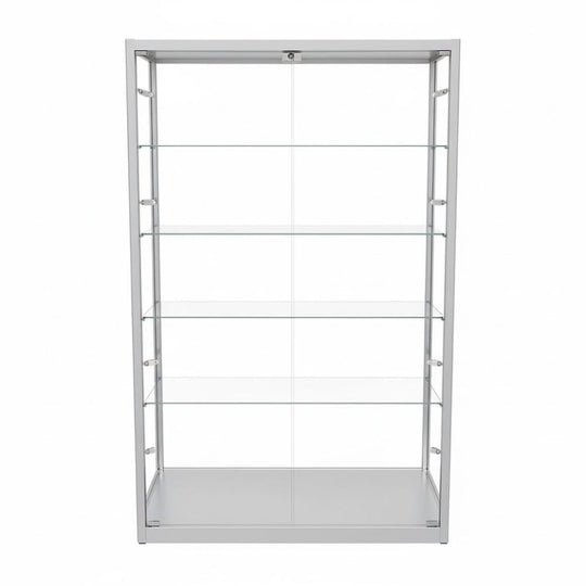 Silver Aluminium Fire Rated Display Cabinet - 1200mm Wide | 10 LED Lights
