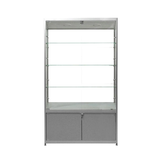 Silver Aluminium Fire Rated Trophy Cabinet - 1800 x 1000mm | BS 5852 Certified