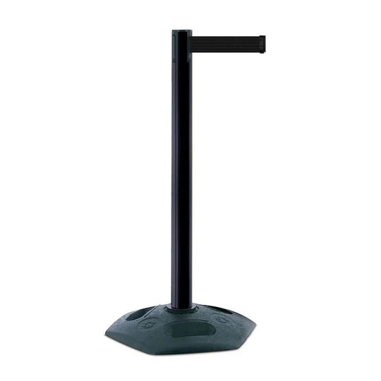Tensabarrier Heavy Duty Plastic Black Post 3.65m Black Belt (BQT328) | Outdoor Ready