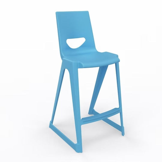Sky Blue One-Piece Polypropylene Anti-Tilt High Back Stools - 685mm Seat Height