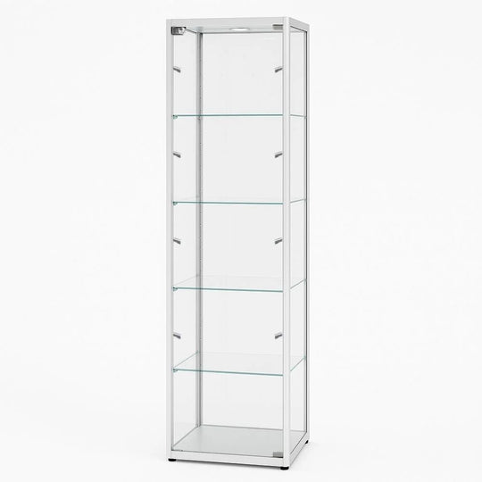 Silver Aluminium Fire Rated Glass Display Cabinet - 400mm Wide | 9 LED Lights