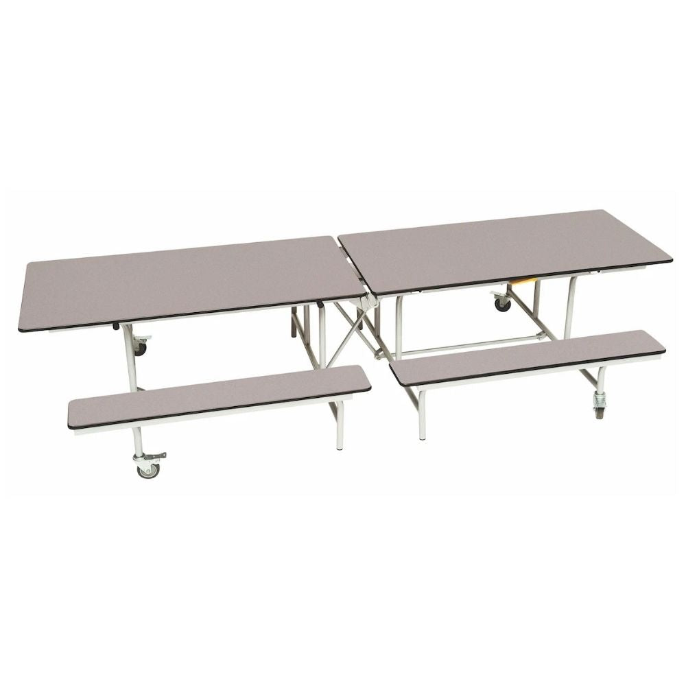 Speckled grey 3-in-1 canteen bench unit with foldable design and durable laminated MDF top