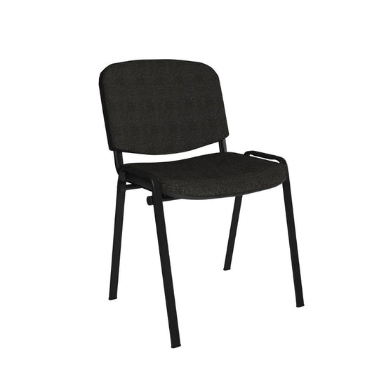 Black Frame Stacking Conference Chair with Dark Grey Fabric Seat