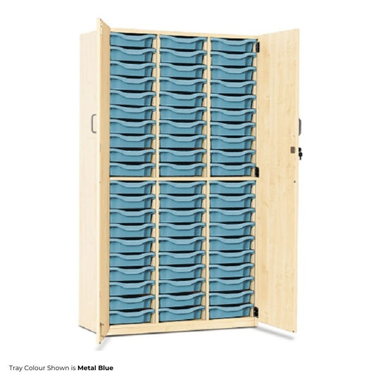 1810mm Tall Lockable Maple Storage Cupboard  with 60 Single Trays