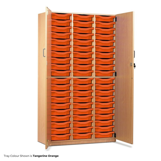 1810mm Tall Lockable Beech Storage Cupboard  with 60 Single Trays