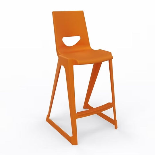 Orange One-Piece Polypropylene Anti-Tilt High Back Stool - 685mm Seat Height