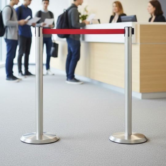 Tensabarrier Advance Stainless Steel Barrier Post 2.3m Red Belt (BQT199) | Safety