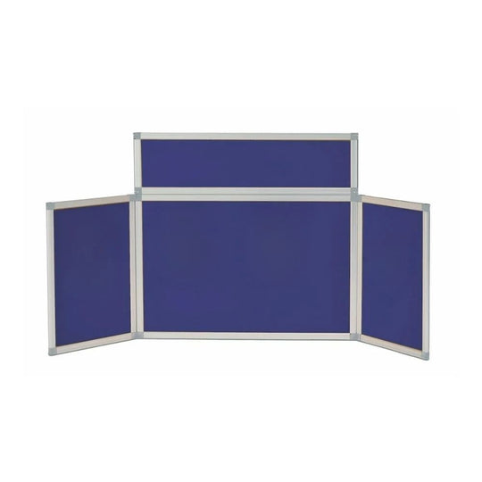 Blue 4-Panel Countertop Fold-Up Display Board - Aluminium Frame 1800 x 850mm