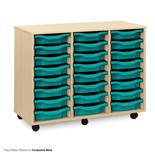 Mobile Beech Storage Unit with 24 Shallow Trays