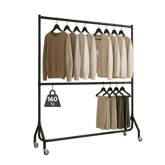 Extendable 2 Tier 6ft Black Heavy Duty Clothes Rail | 160kg Capacity