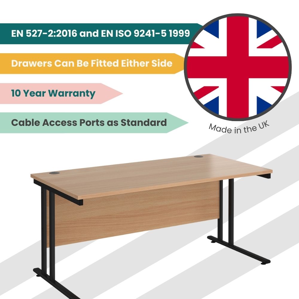Straight Office Desk 800mm with Cantilever Frame (UK Made)