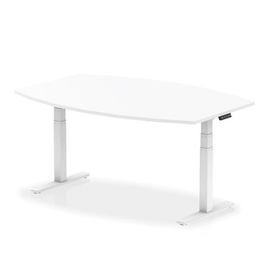 6-Person White High Gloss Writable Electronic Adjustable Boardroom Table