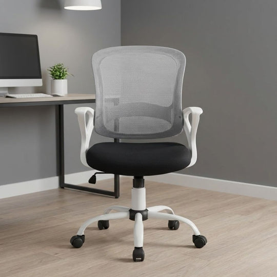 Tyler White Mesh Back Task Chair with Fixed Arms (115kg Capacity)