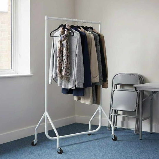 3ft White Heavy Duty Clothes Rail (160kg Capacity) | Compact Steel Rack