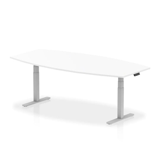 8-Person White Gloss Writable Electric Height Adjustable Boardroom Table
