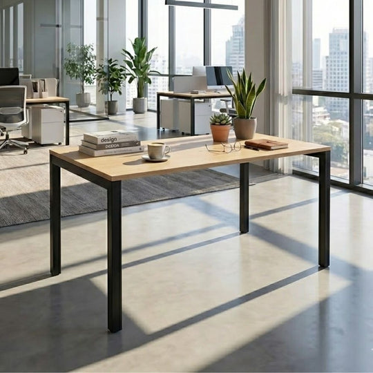 Single Straight Leg Desk 1400mm with Scalloped Top (UK Made)