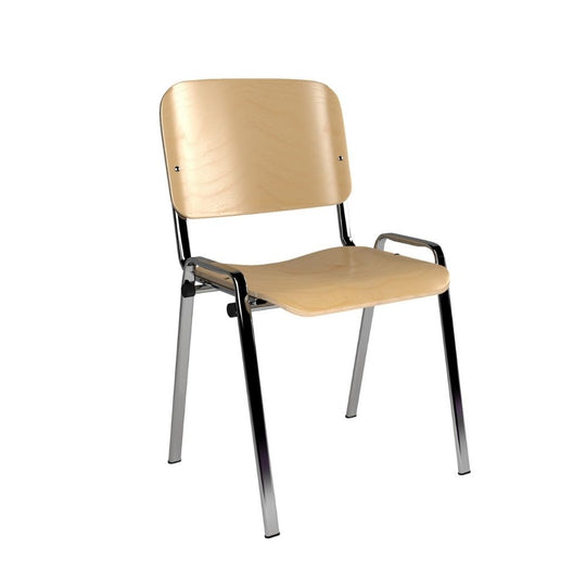 Light Wood Finish Stacking Conference Chair with Chrome Frame