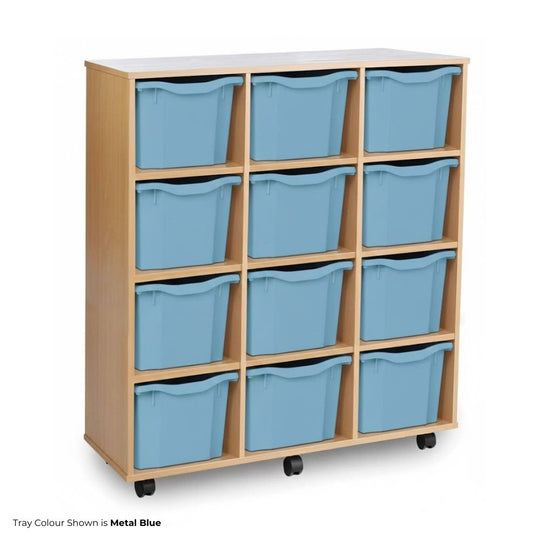 Mobile Beech Storage Unit with 12 Triple Trays