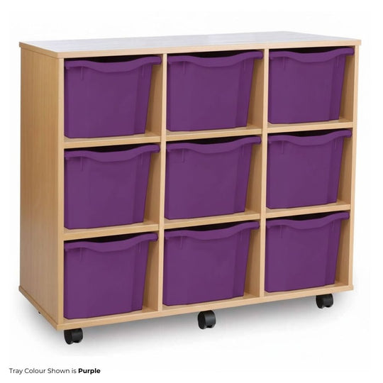 Mobile Beech Storage Unit with 9 Triple Trays